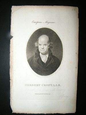 Herbert Croft:1794 Stipple Engraved Portrait.