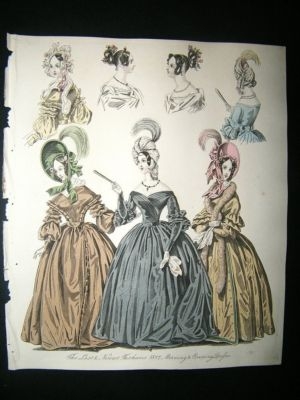 Fashion 1837 Morning & Evening Dresses Hand Col #13