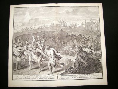 Religious: 1720 Folio Copper Plate, Korah Rebellion