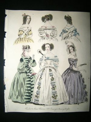 Fashion 1837 Evening & Morning Dresses. Hand Col #14