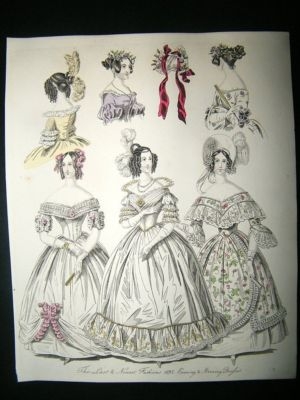 Fashion 1837 Evening & Morning Dresses, Hand Col #44