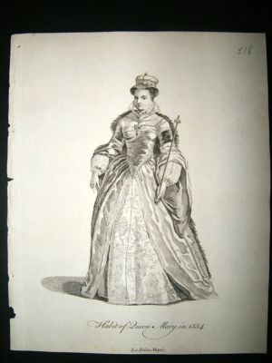 UK Queen Mary C1760 Costume Print