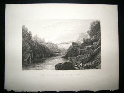 India: 1846 Steel Engraving, Bridge, Teree-Gurwall. Pri