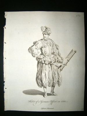 German Officer in 1588  C1760 Costume Print