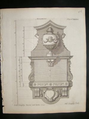 Architectural Print: Monument/Tomb designs, 1741, Langl