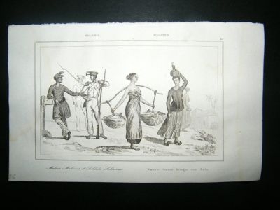 Malaysia: C1850 Steel Engraving, Natives.