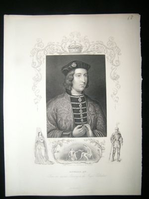 Edward IV:C1840 Steel Engraved Portrait Print.