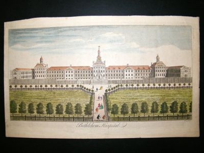 UK: 1756 Folio Copper Plate. Bethlehem Hospital & Gardens, London. Maitland