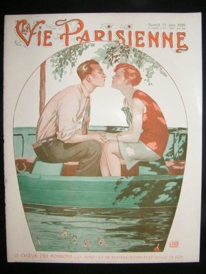 La Vie Parisienne Art Deco Print 1929 Man & Woman Kissi