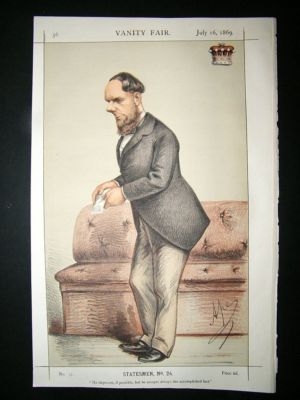 Vanity Fair Print: 1869 Earl Kmiberley, Ape Cartoon
