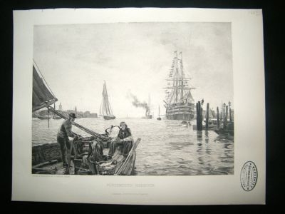 Ship Print:1882 Portsmouth Harbour, UK.