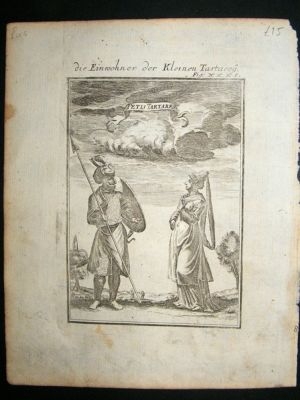 Russia:1719 Copper Plate, Tartars,  Mallet Print.