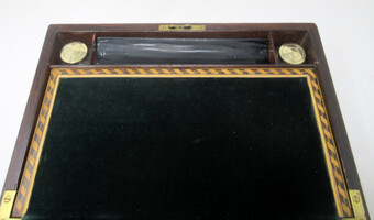 Antique Irish Mahogany Mother of Pearl Writing Slope Box by Austins Dublin, circa 1860 