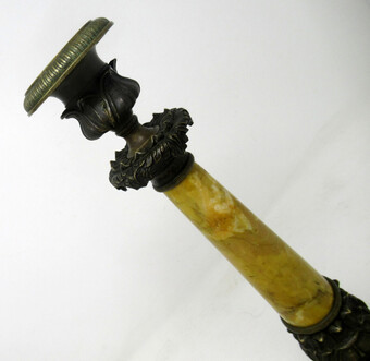 Antique Antique Pair of French Sienna Marble Grand Tour Bronze Candelabra Candlesticks