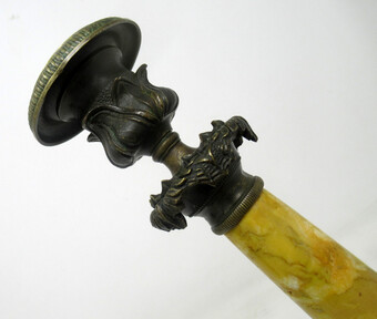 Antique Antique Pair of French Sienna Marble Grand Tour Bronze Candelabra Candlesticks