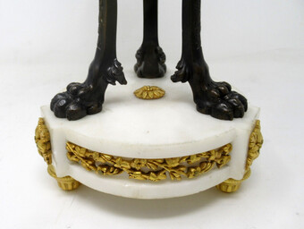 Antique Antique Pair of French Ormolu Gilt Bronze White Cream Marble Urns Table Lamps