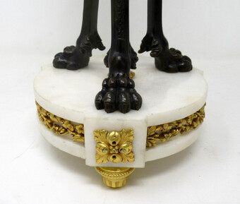 Antique Antique Pair of French Ormolu Gilt Bronze White Cream Marble Urns Table Lamps