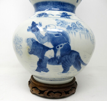 Antique Antique Asian Chinese Porcelain Blue White Gourd Vase Tongzhi Period 1856-1875