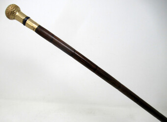 Antique Antique Vintage Partridge Wood Walking Stick Cane 18ct Gold-Plated Grip 1924