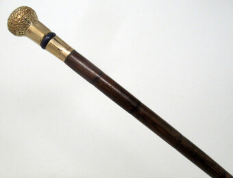 Antique Antique Vintage Partridge Wood Walking Stick Cane 18ct Gold-Plated Grip 1924