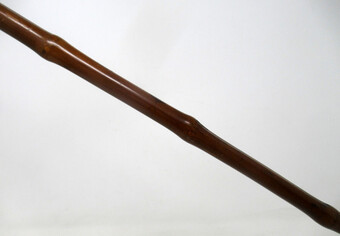 Antique Antique Bamboo Wooden Walking Stick Cane Sterling Silver Mount Crook Handle 1908