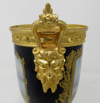 Antique Antique French Sèvres Porcelain Ormolu Gilt Bronze Urn Vase Potpourri Cobalt 