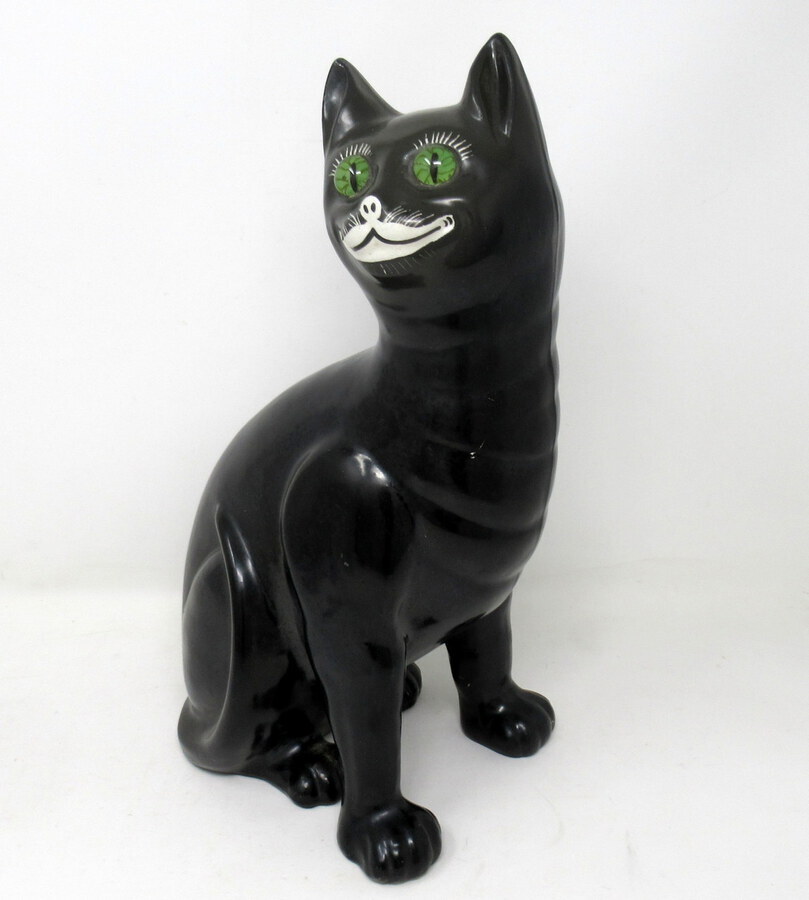 Antique Pair Faience Pottery Cats by Emile Galle Provenance Lord Iveagh Guinness Family