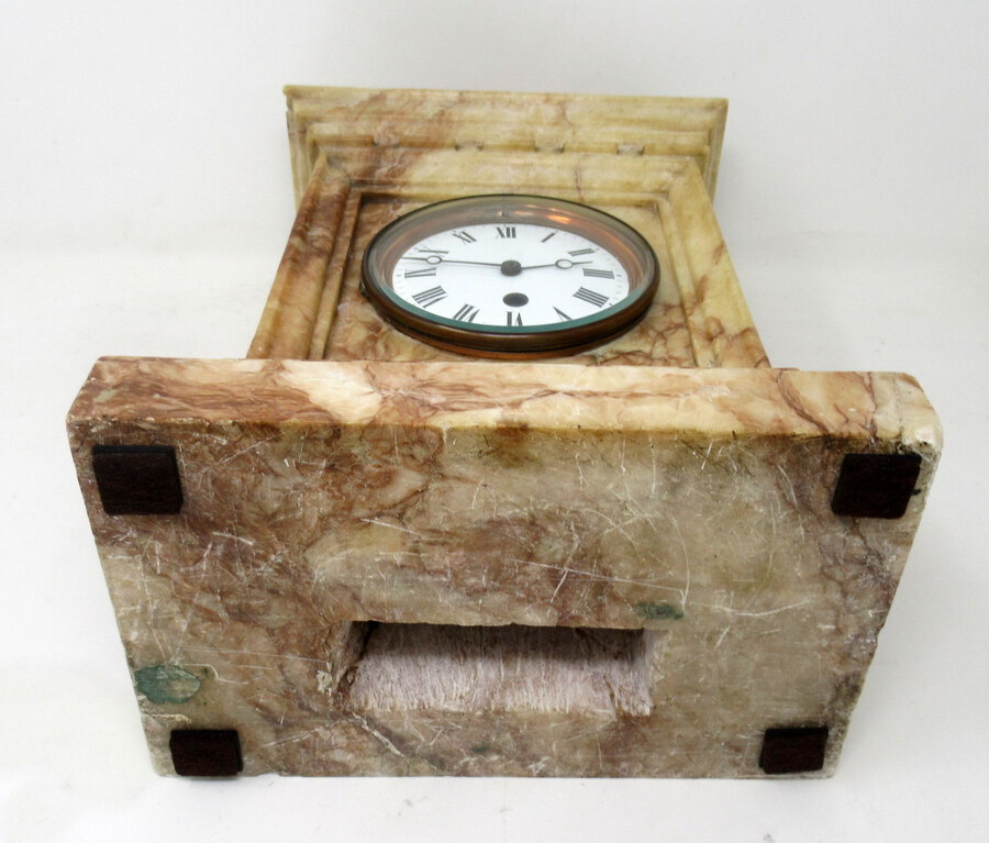 Antique  Antique French Carved Marble Architectural Castle Form Mantle Clock Timepiece 