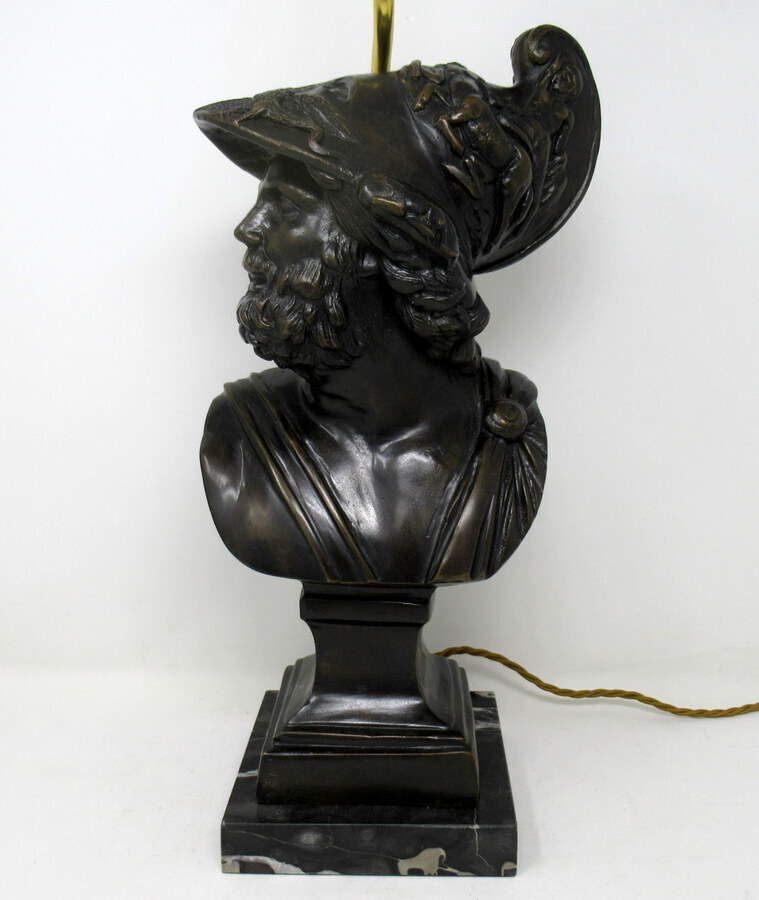 Antique Attrib Benedetto Boschetti Bronze Male Bust of Ajax Greek Lamp Mythological Hero