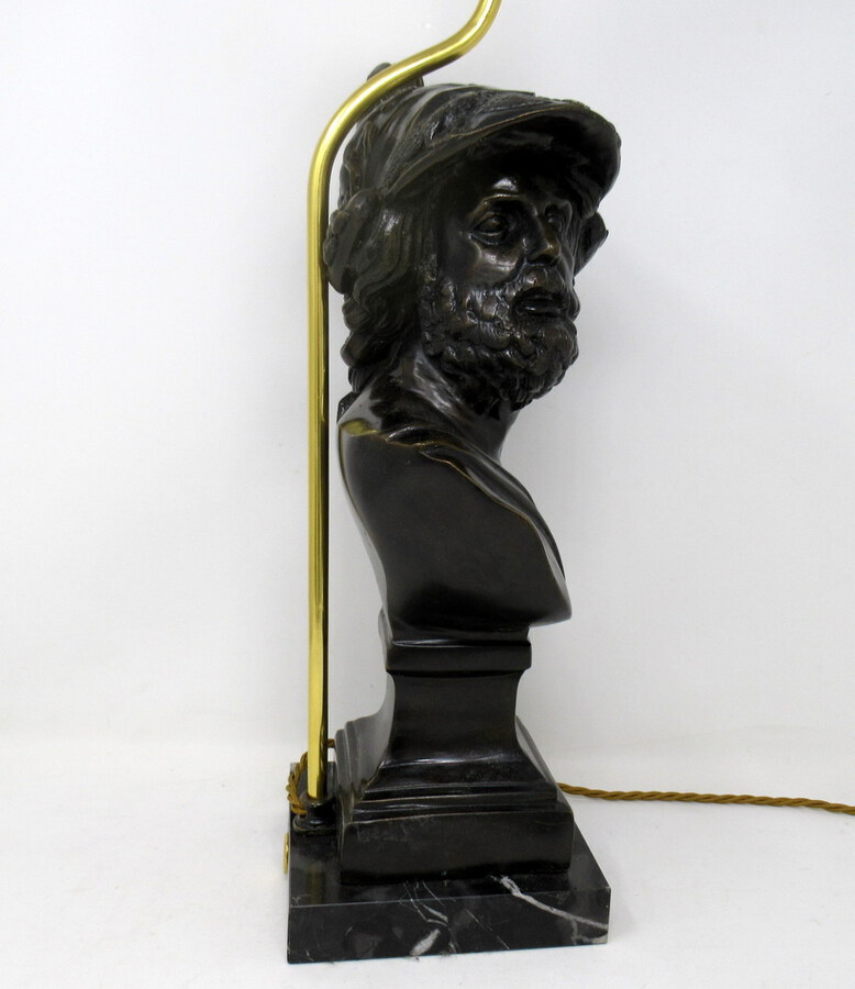 Antique Attrib Benedetto Boschetti Bronze Male Bust of Ajax Greek Lamp Mythological Hero