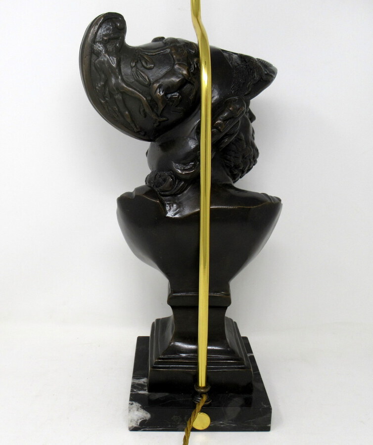 Antique Attrib Benedetto Boschetti Bronze Male Bust of Ajax Greek Lamp Mythological Hero