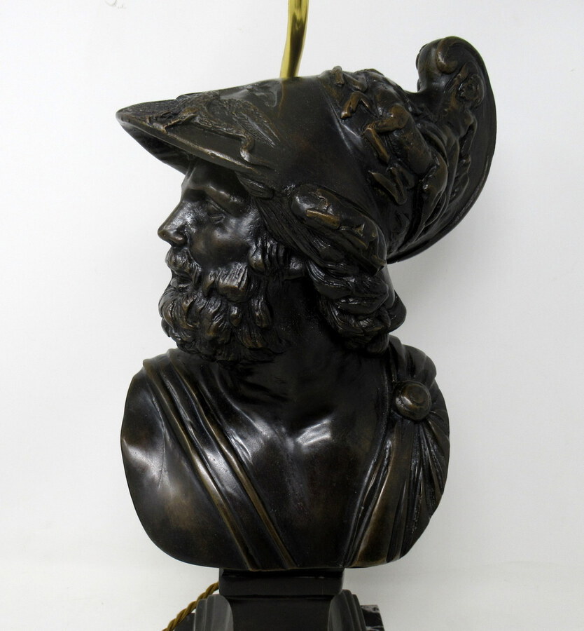 Antique Attrib Benedetto Boschetti Bronze Male Bust of Ajax Greek Lamp Mythological Hero