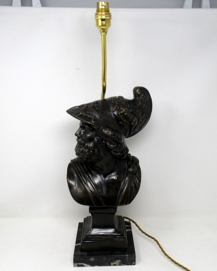 Antique Attrib Benedetto Boschetti Bronze Male Bust of Ajax Greek Lamp Mythological Hero