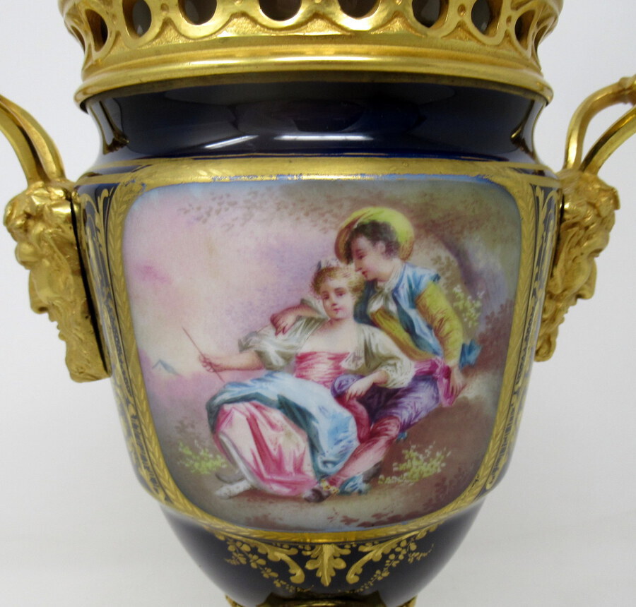 Antique Antique French Sevres Porcelain Ormolu Gilt Bronze Urn Vase Potpourri 19thCt