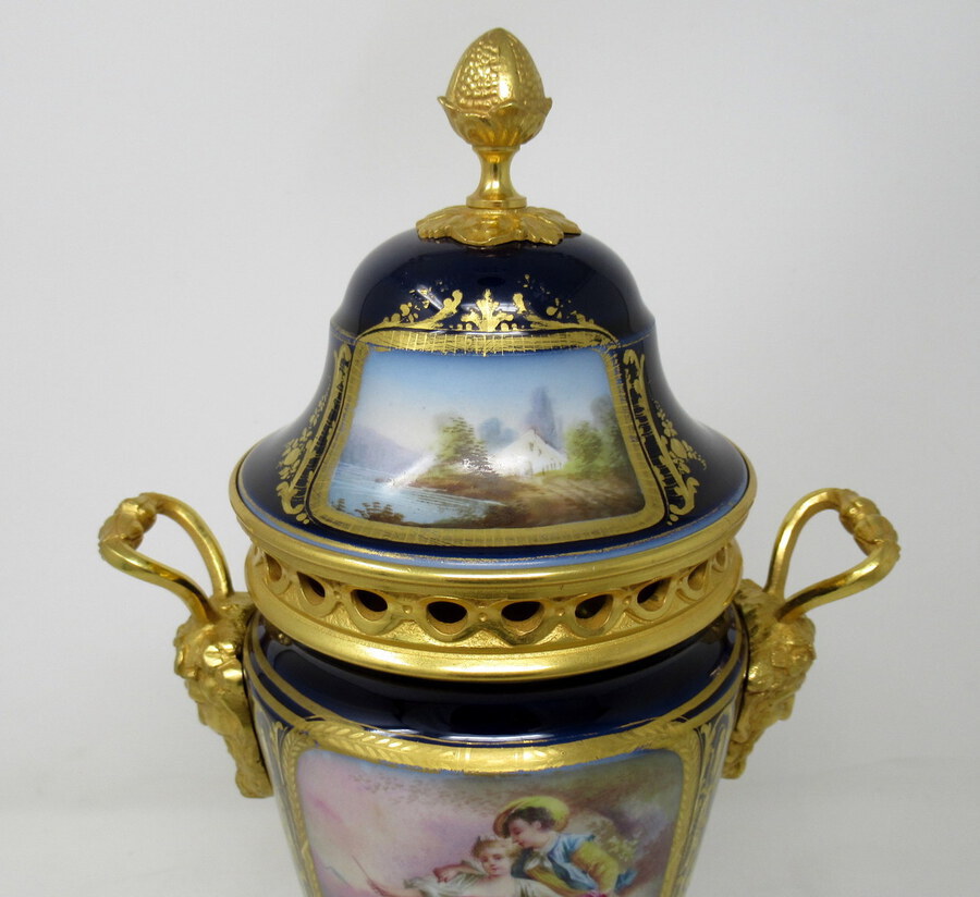 Antique Antique French Sevres Porcelain Ormolu Gilt Bronze Urn Vase Potpourri 19thCt