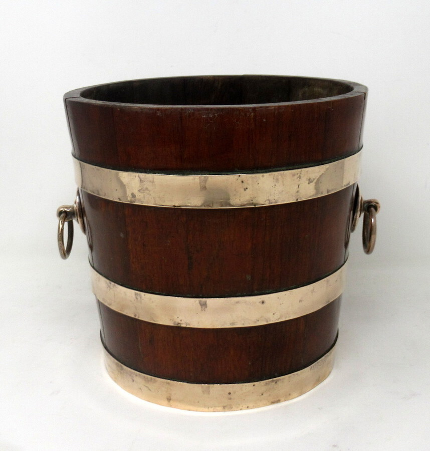 Antique Antique Victorian Wooden Coopered Jardinière Wine or Champagne Bucket 19th Century 
