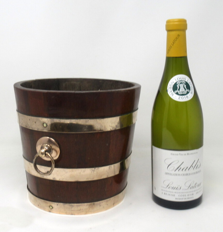 Antique Antique Victorian Wooden Coopered Jardinière Wine or Champagne Bucket 19th Century 