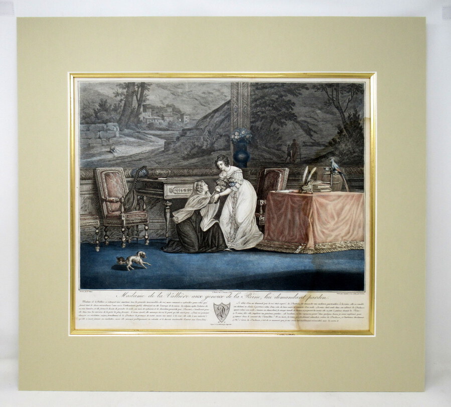 Antique Antique French Hand Coloured Engraving Painting after Horace Vernet 1789-1863 