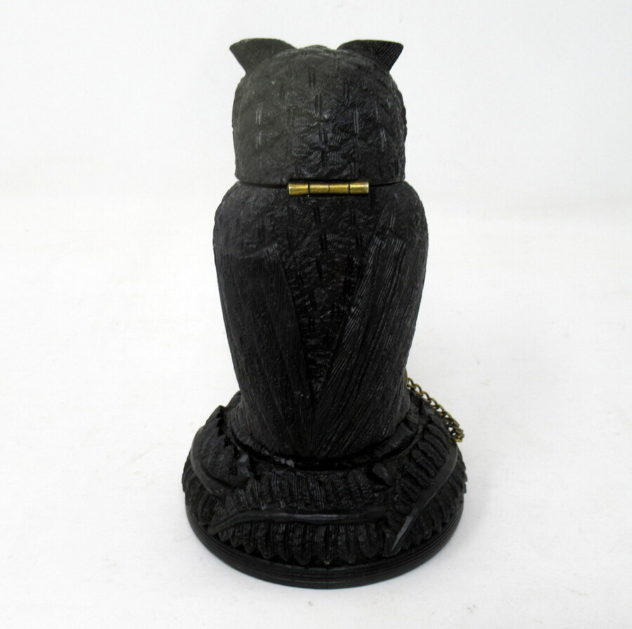 Antique Irish Bog Oak Hand Carved Wooden Owl poss. by Cornelius Goggin Dublin Ireland