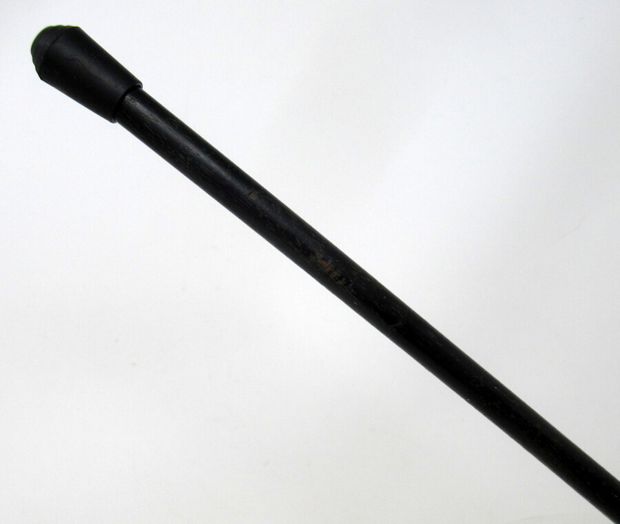 Antique Antique Walking Stick Cane Ebonised Sterling Silver Cow Horn Handle 1906