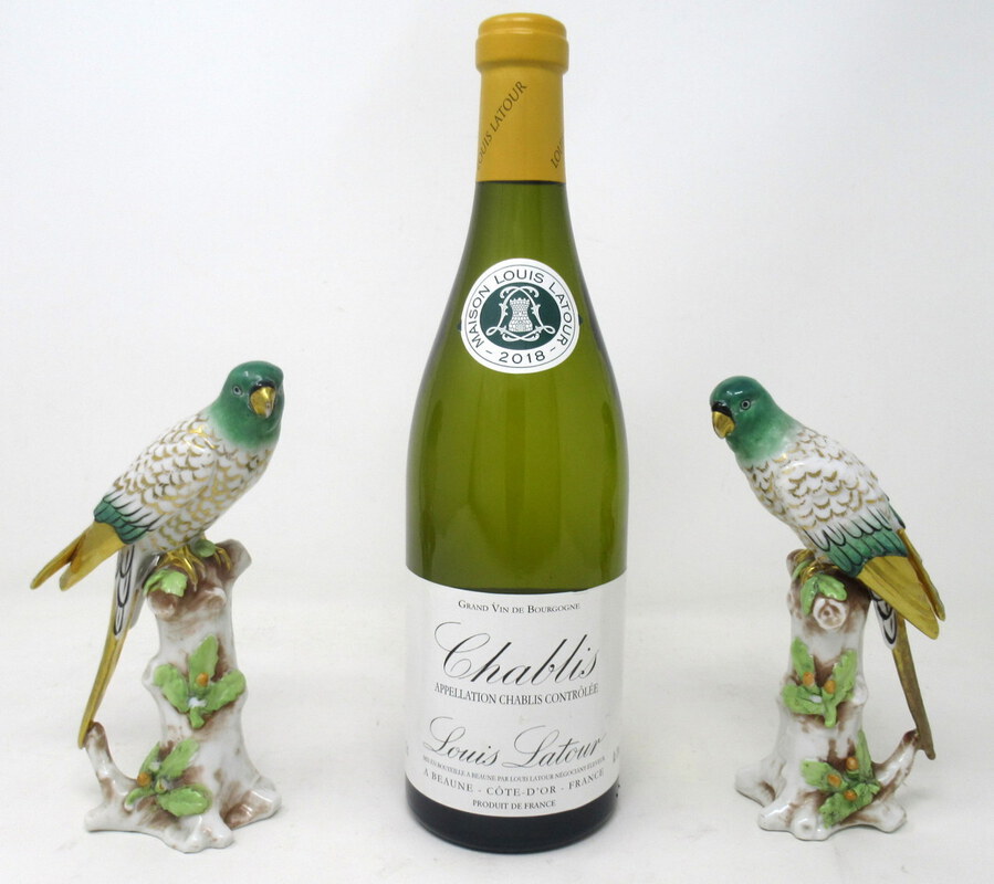 Antique Antique Pair Meissen Style Continental Parrots Birds Green Gilt 19th Century