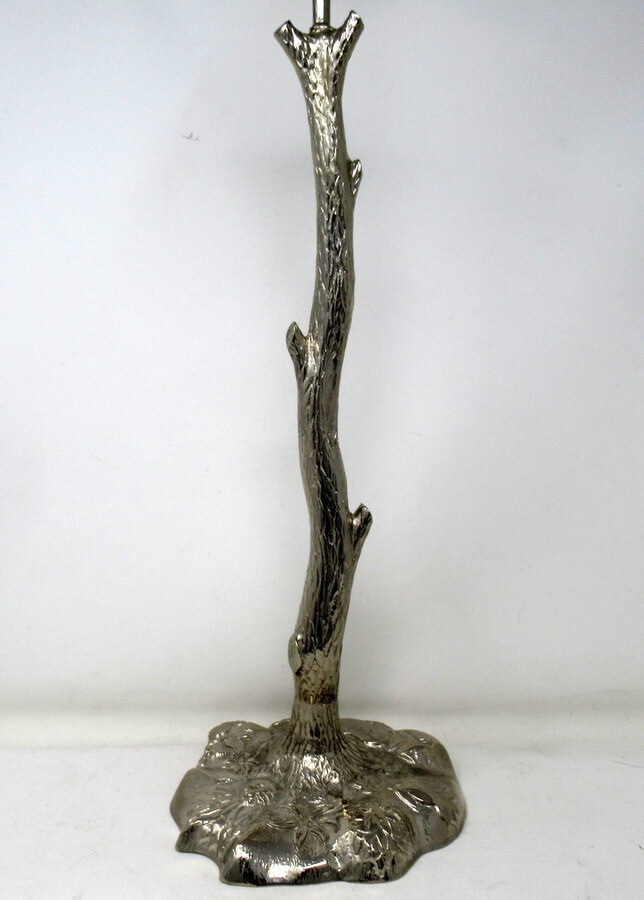 Antique  Antique Vintage Silver on Bronze Naturalistic Table Lamp Thomas Messinger 19thCt