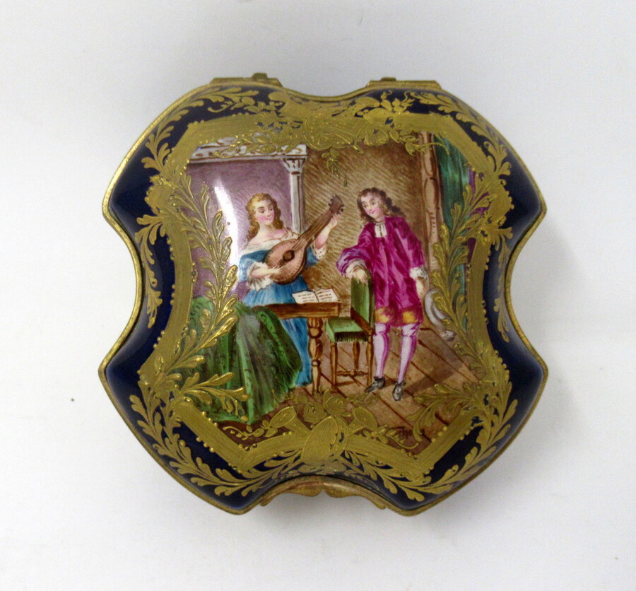 Antique French Sevres Porcelain Hand Painted Jewellery Casket Ormolu Mounts 19th Century