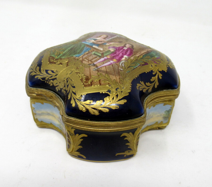 Antique French Sevres Porcelain Hand Painted Jewellery Casket Ormolu Mounts 19th Century