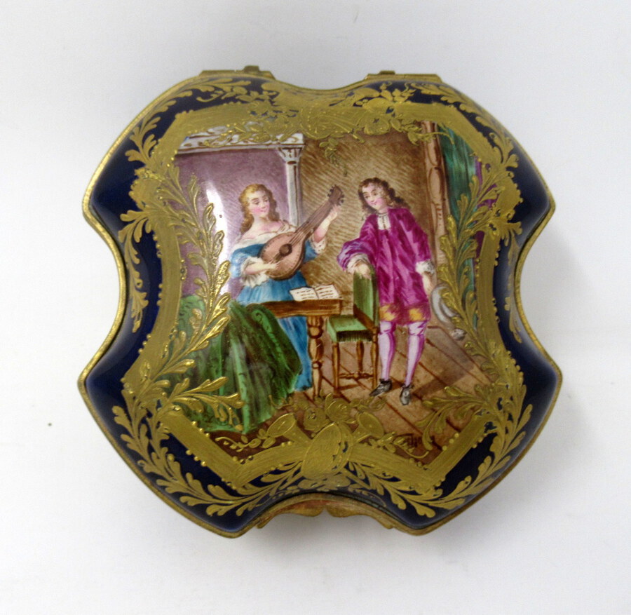 Antique French Sevres Porcelain Hand Painted Jewellery Casket Ormolu Mounts 19th Century