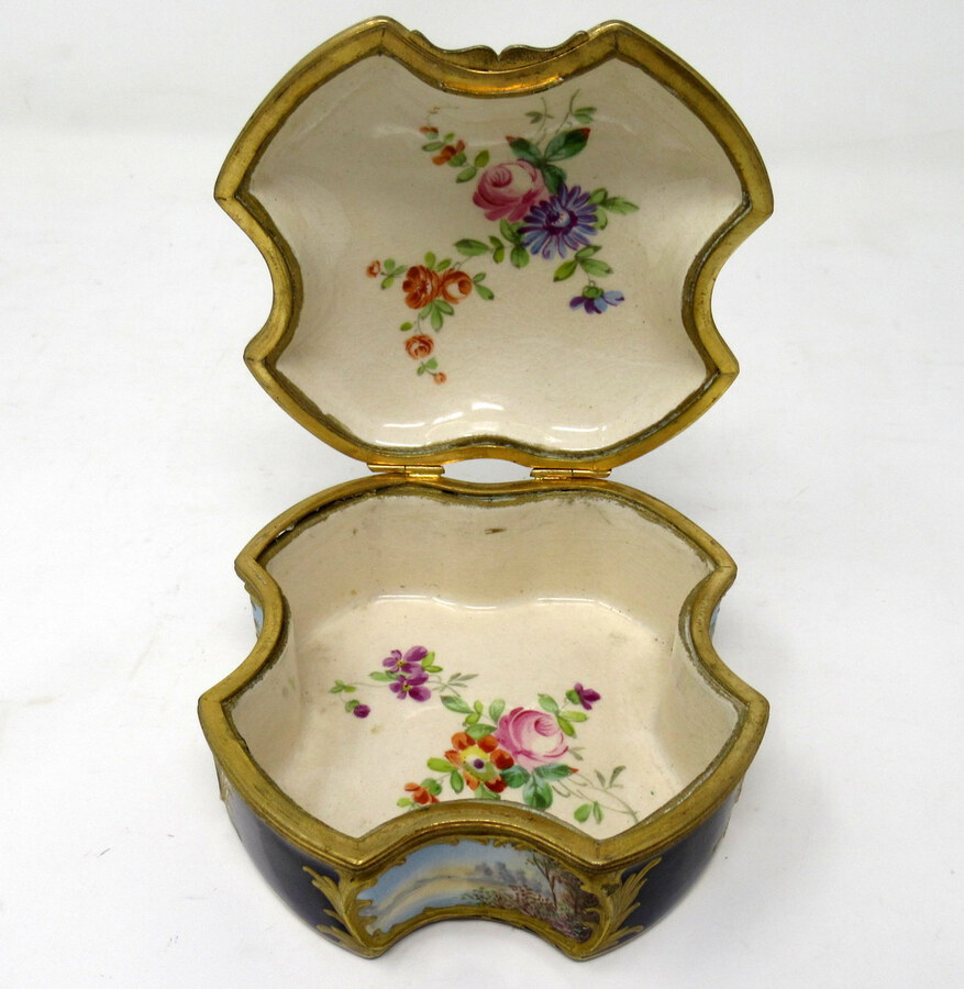 Antique French Sevres Porcelain Hand Painted Jewellery Casket Ormolu Mounts 19th Century