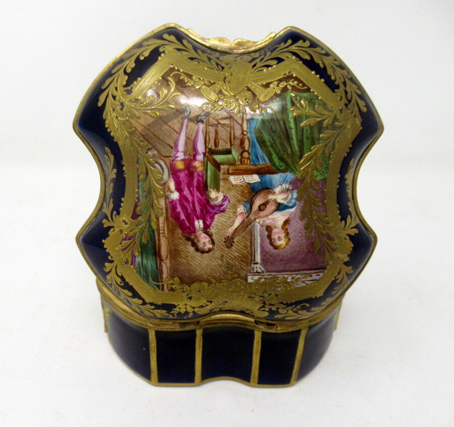 Antique French Sevres Porcelain Hand Painted Jewellery Casket Ormolu Mounts 19th Century