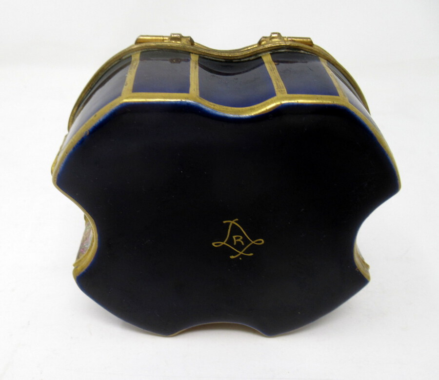 Antique French Sevres Porcelain Hand Painted Jewellery Casket Ormolu Mounts 19th Century