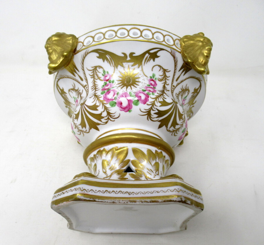 Antique Mid Century Crown Derby Style Pair Urns Vases Pot Pourri Centerpieces