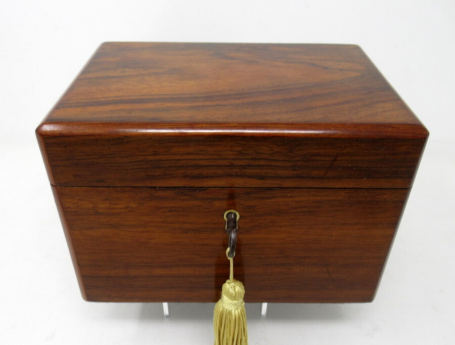 Antique Antique Satinwood Inlaid Flame Mahogany English Double Tea Caddy Box Victorian 